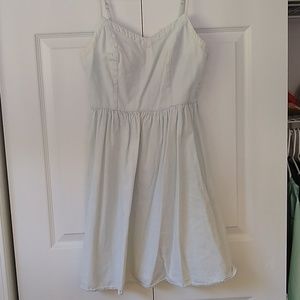 White Wash Denim Dress Zipper Sweetheart Strap